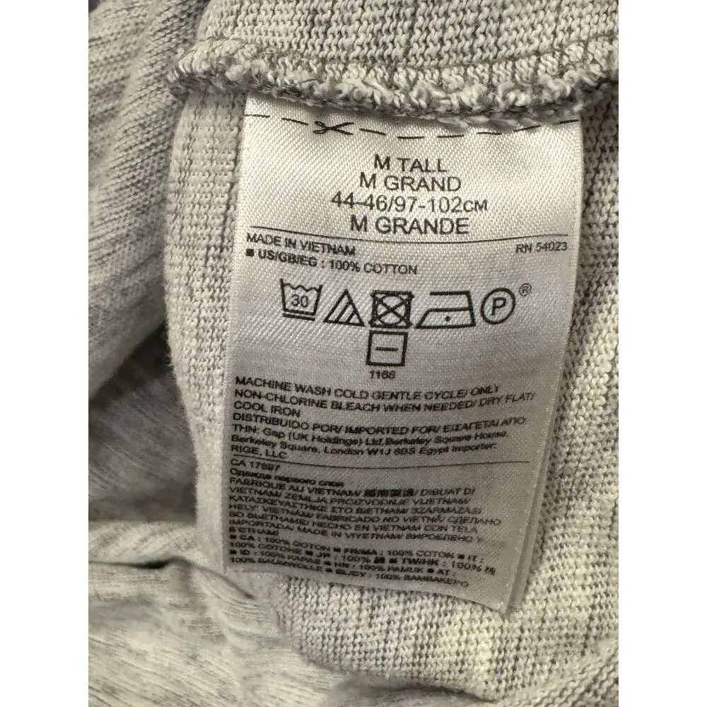 Banana Republic Mens Henley Baseball Shirt Sz M Tall Heather Gray Gorpcore Prep